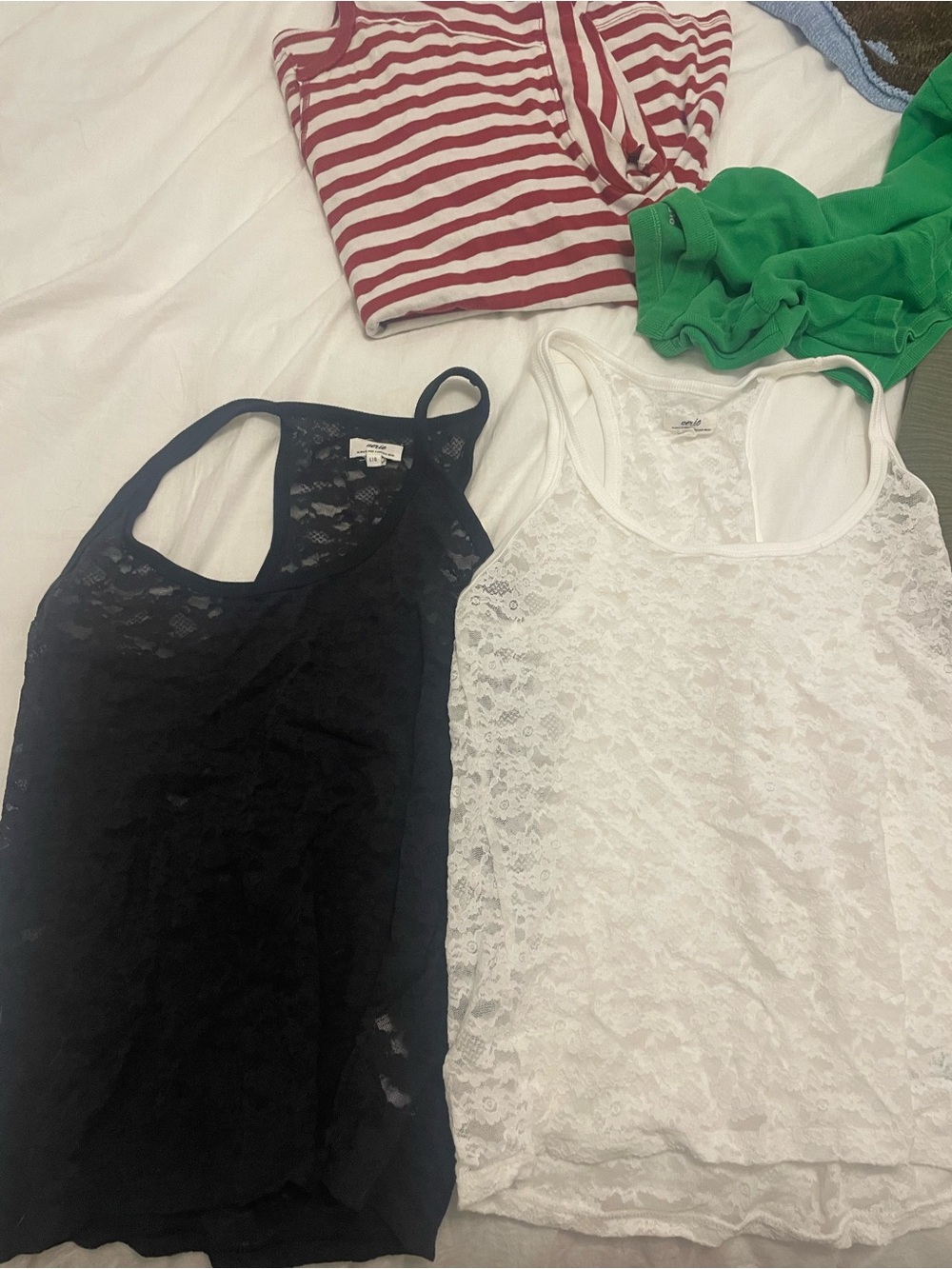 Aerie Women's Lace Racerback Tank Top - Black & White